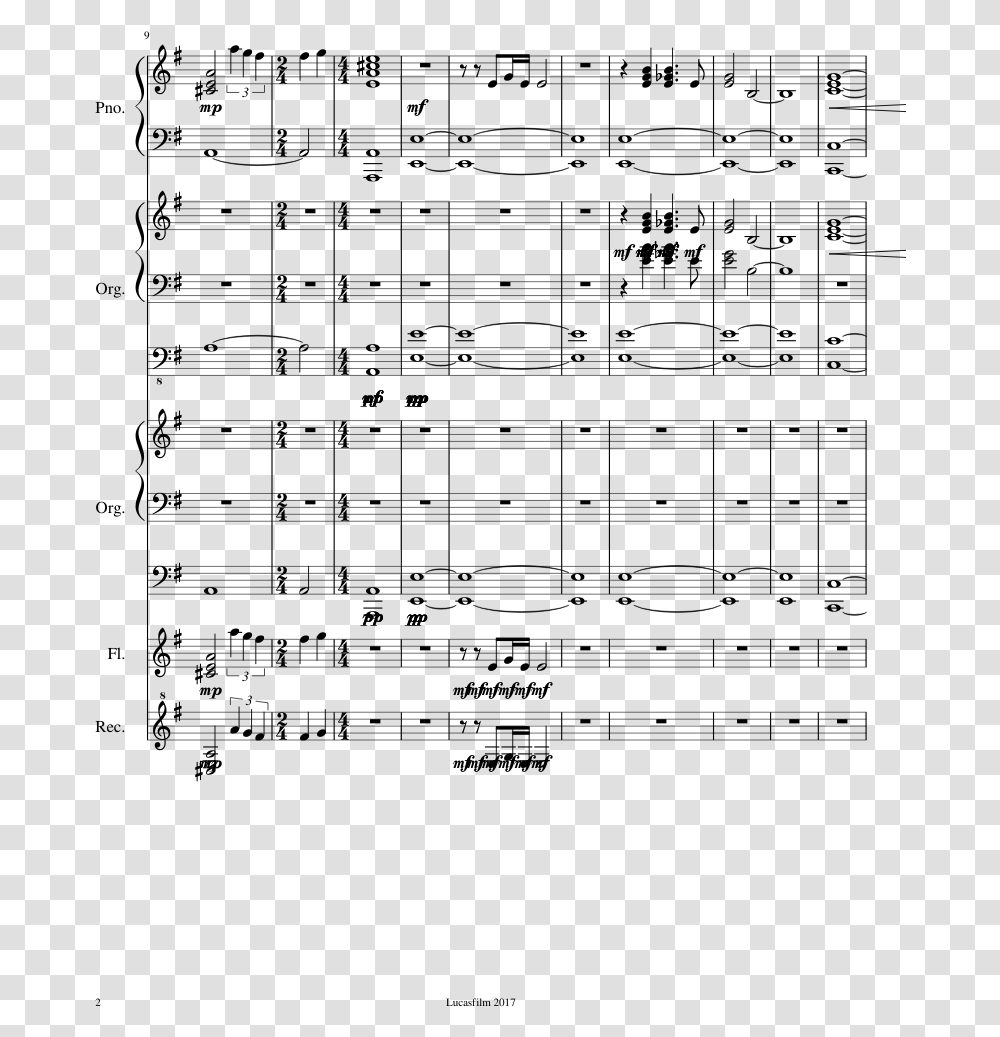 The Last Jedi Sheet Music 2 Of 8 Pages Sheet Music, Gray, World Of Warcraft Transparent Png