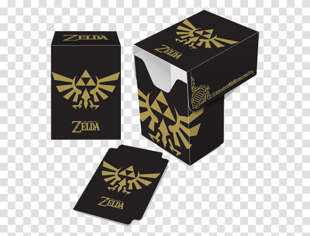 The Legend Of Zelda Ultra Pro Black And Gold Full View Deck Box Deck Box Zelda, Label, Text, Bottle, Carton Transparent Png