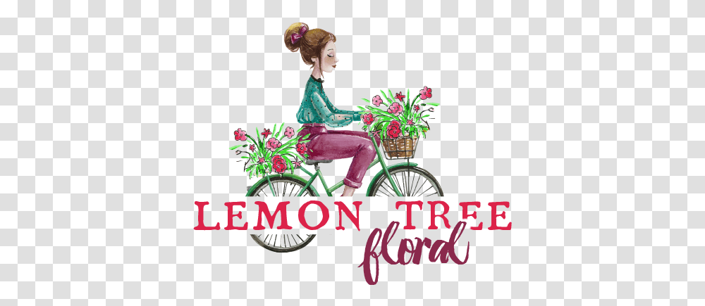 The Lemon Tree Floral Amp Gifts Florist Logo, Person, Vehicle, Transportation, Bicycle Transparent Png