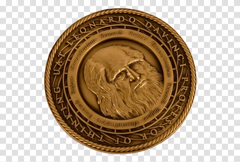 The Leonardo Da Vinci Society Medallion City Of Manhattan Beach Seal, Gold, Bronze, Money, Coin Transparent Png