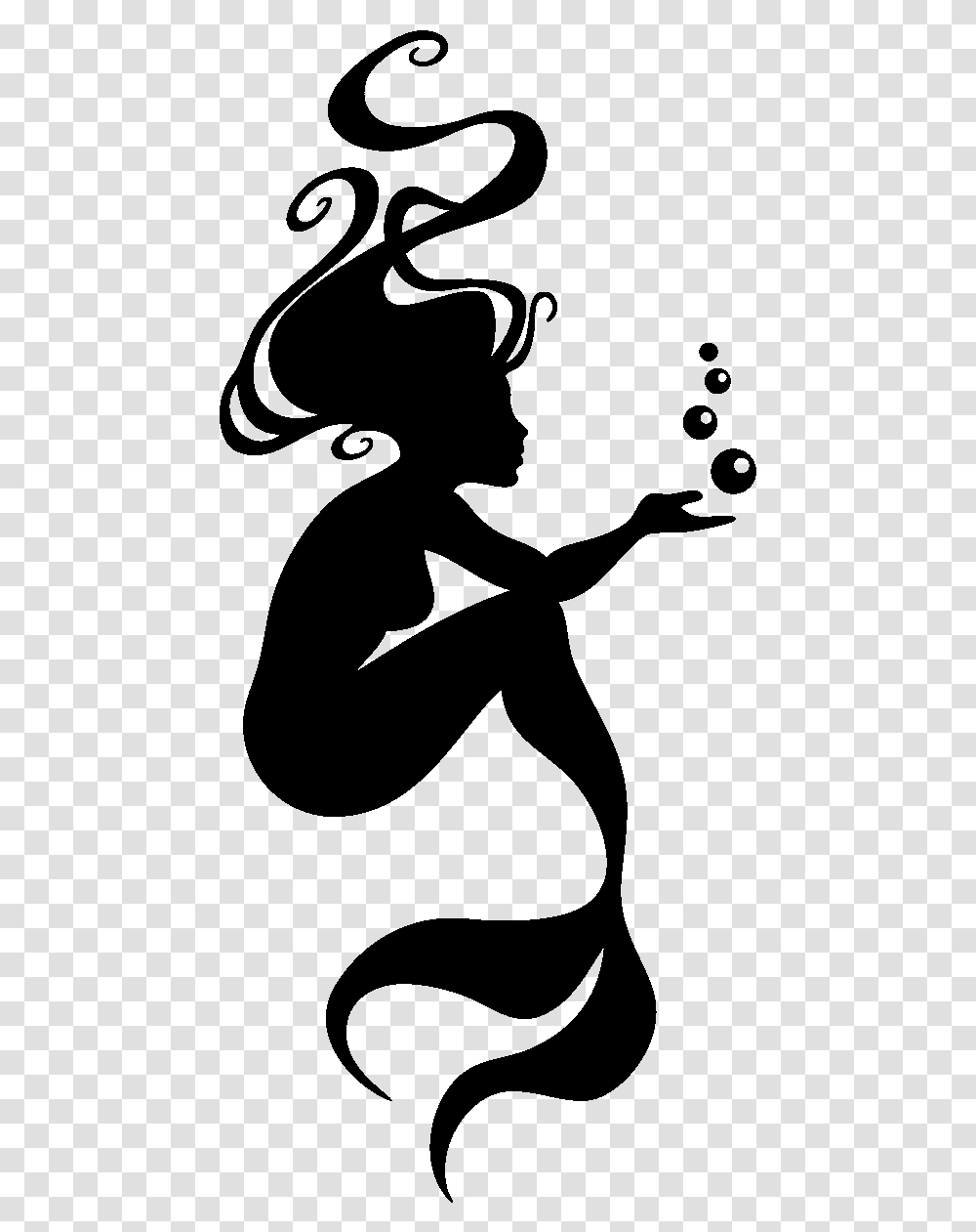 The Little Mermaid Ariel Wall Decal Tattoo Silhouette Mermaid Clipart Black And White, Gray, World Of Warcraft, Halo Transparent Png
