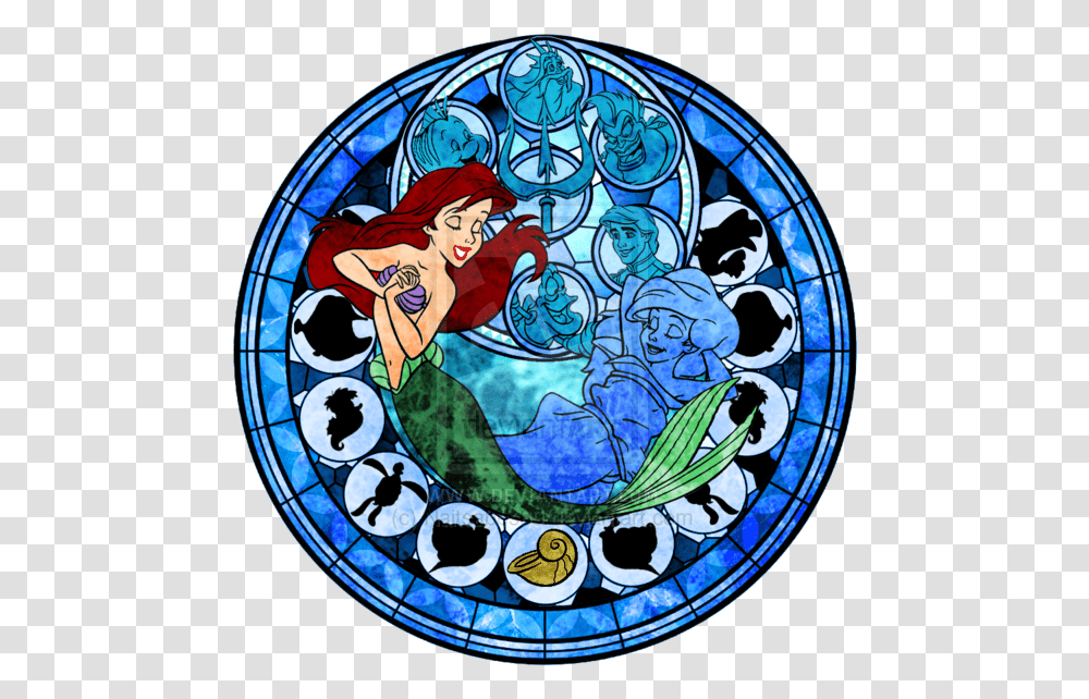 The Little Mermaid Dive Into The Heart Elsa, Stained Glass, Painting Transparent Png