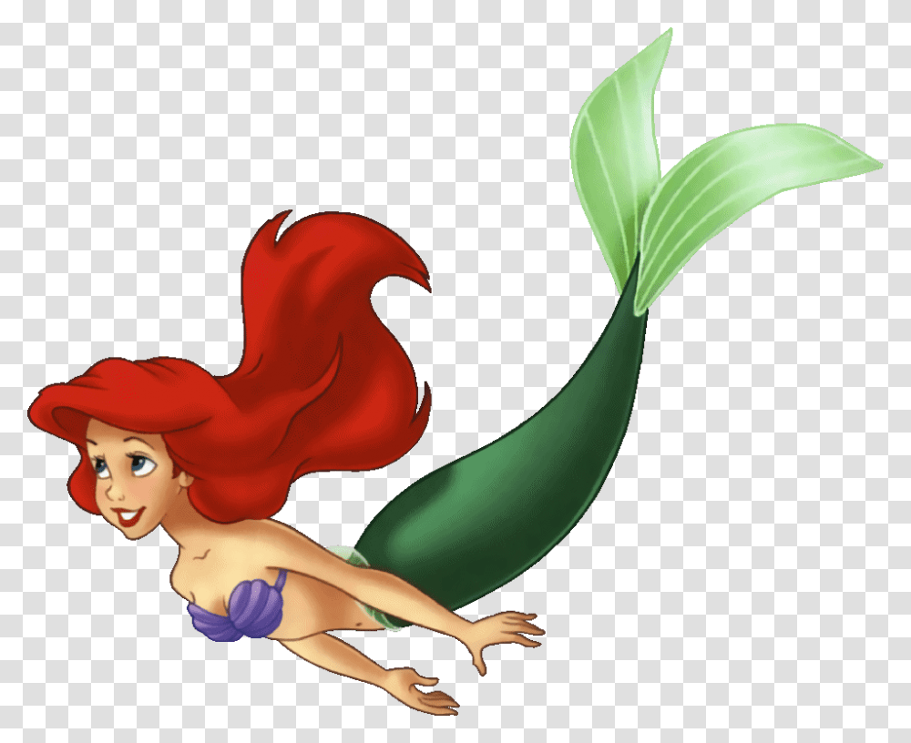 The Little Mermaid Shows Ariel The Little Mermaid Swimming, Person, Human, Dragon, Figurine Transparent Png