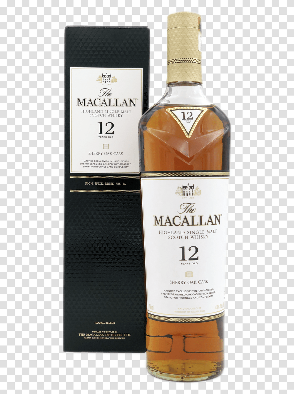 The Macallan 12 Year Sherry Oak Scotch Whisky With Macallan Sherry Oak 12 2018, Liquor, Alcohol, Beverage, Drink Transparent Png