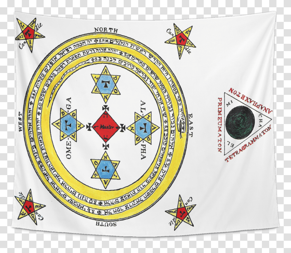 The Magical Circle Of King Solomon Goetia Tapestry Magical Circle Of King Solomon, Logo, Symbol, Clock Tower, Text Transparent Png