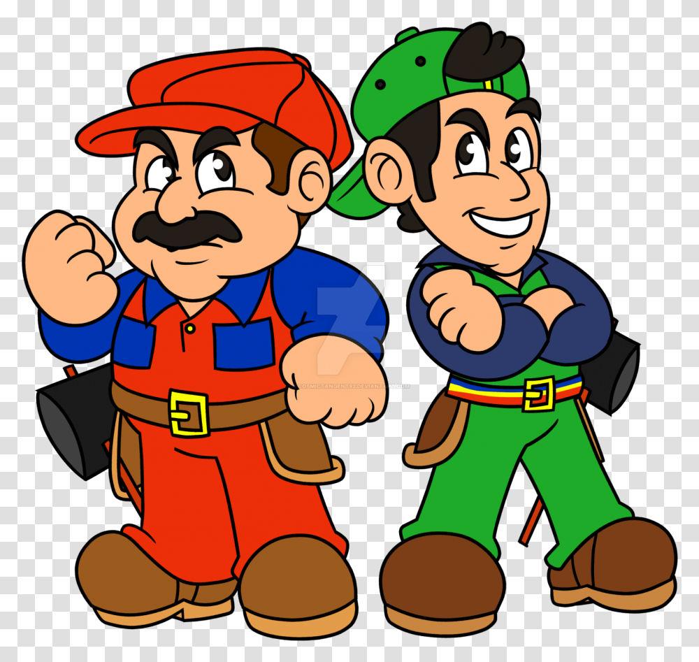 The Mario Brothers By Cosmictangent92 Mario Bros., Person, Human, Elf, Mascot Transparent Png