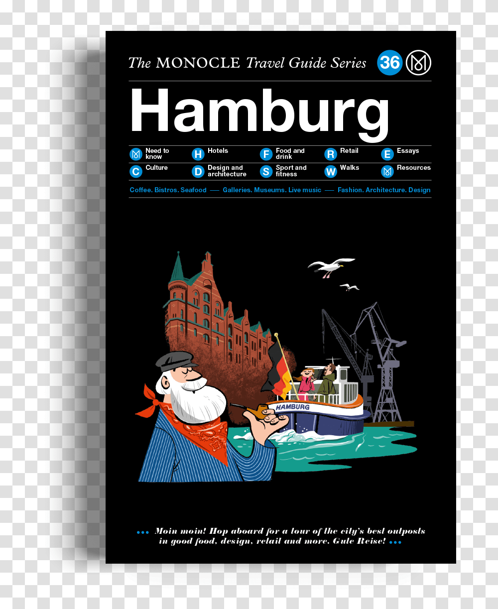The Monocle Travel Guide SeriesClass Monocle Travel Guide Hamburg, Person, Vehicle, Transportation, Poster Transparent Png