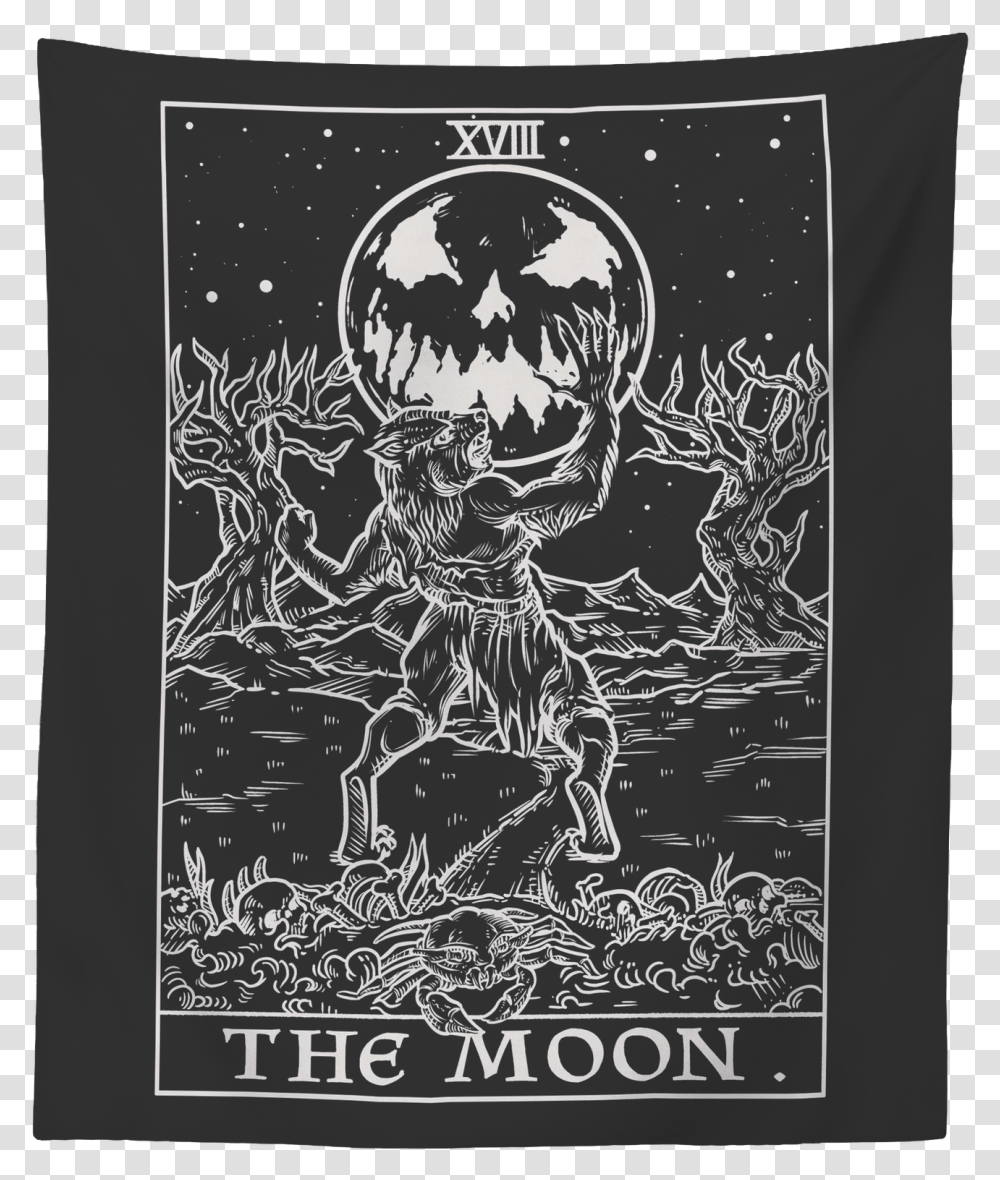 The Moon Tarot Card Tapestry Halloween Wall Hanging Gothic Clothing, Poster, Advertisement, Flyer, Paper Transparent Png