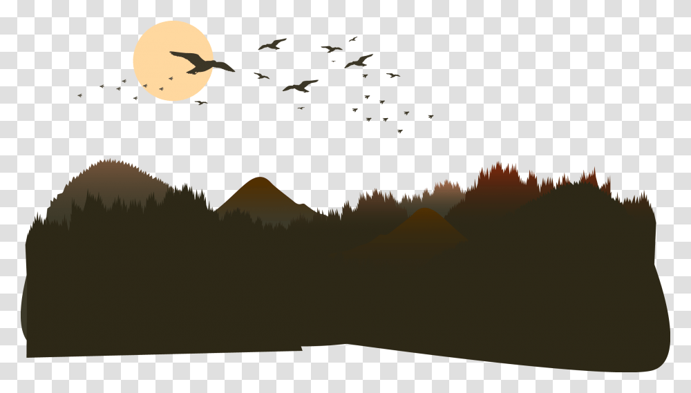 The Mountains Of The Mountain Vector Silhouette Mountain Vector, Flock, Animal, Bird, Outdoors Transparent Png