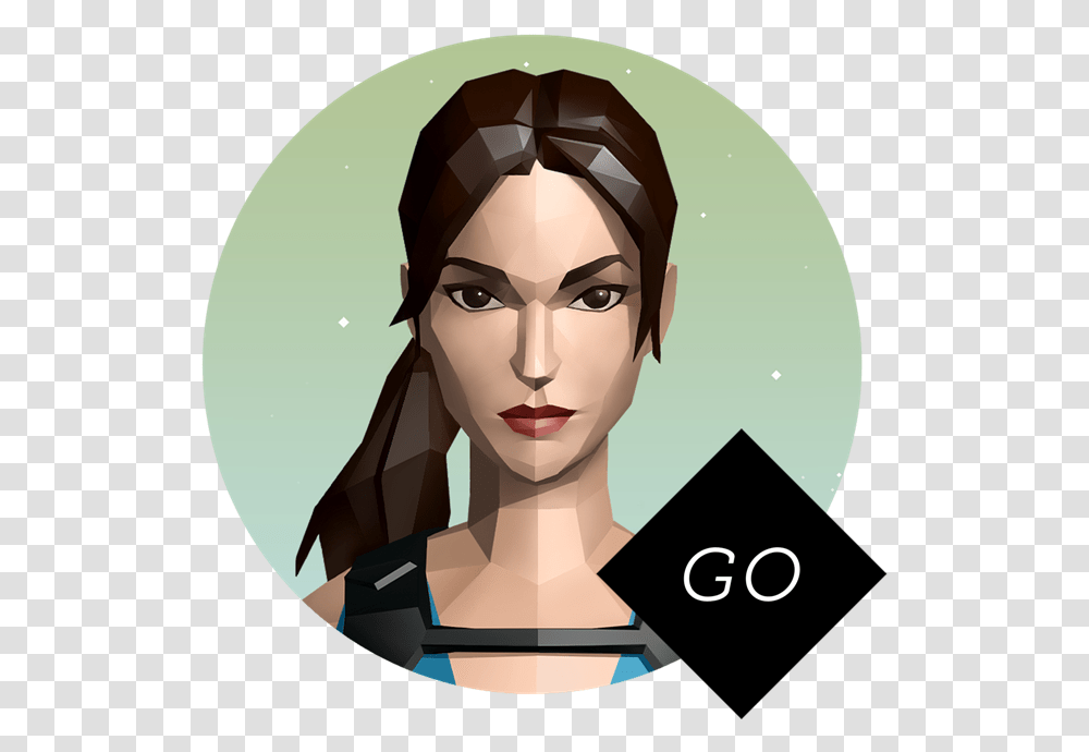 The Music Of Tomb Raider August 2015 Lara Croft Go, Face, Person, Label, Text Transparent Png