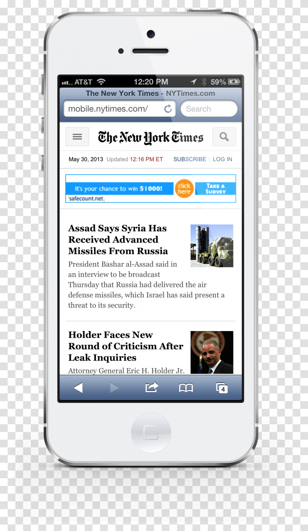 The New York Times Updates Its Mobile Website For First Smartphone, Mobile Phone, Electronics, Cell Phone, Person Transparent Png