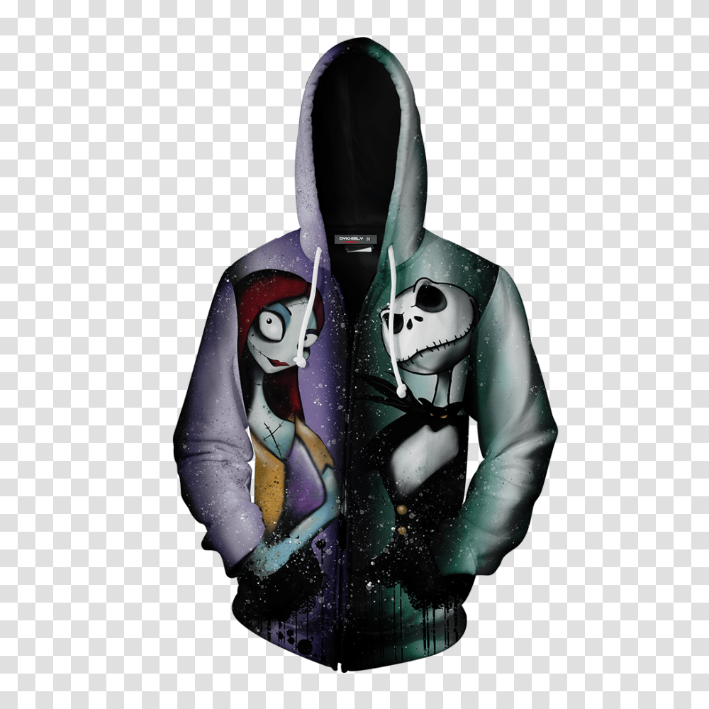 The Nightmare Before Christmas Jack Sally Zip Up Hoodie, Poster, Advertisement, Long Sleeve Transparent Png