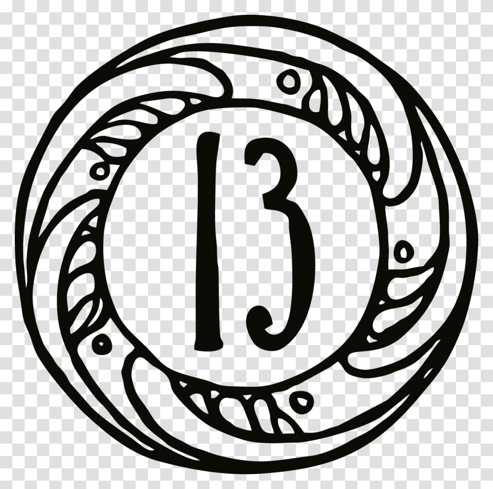 The Number Number 13 Black And White, Label Transparent Png