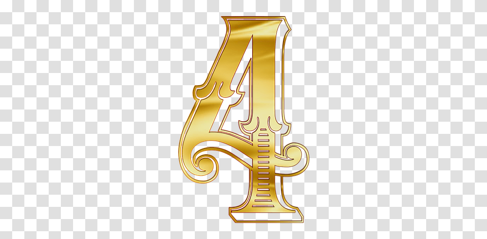 The Number Of Figure Four Numeros Dorados, Alphabet, Emblem Transparent Png