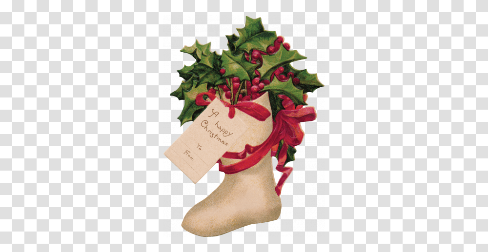 The Nutcracker Holly Stocking Die Cut Graphic By Janet Beautiful Christmas Gift Tag, Text, Plant, Flower, Blossom Transparent Png