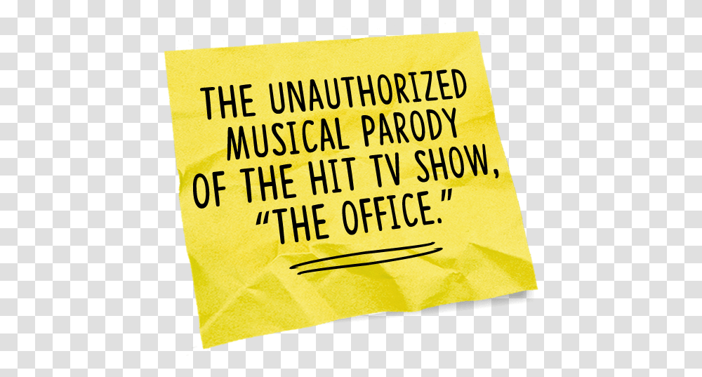 The Office A Musical Parody Paper, Text, Banner, Word, Cushion Transparent Png