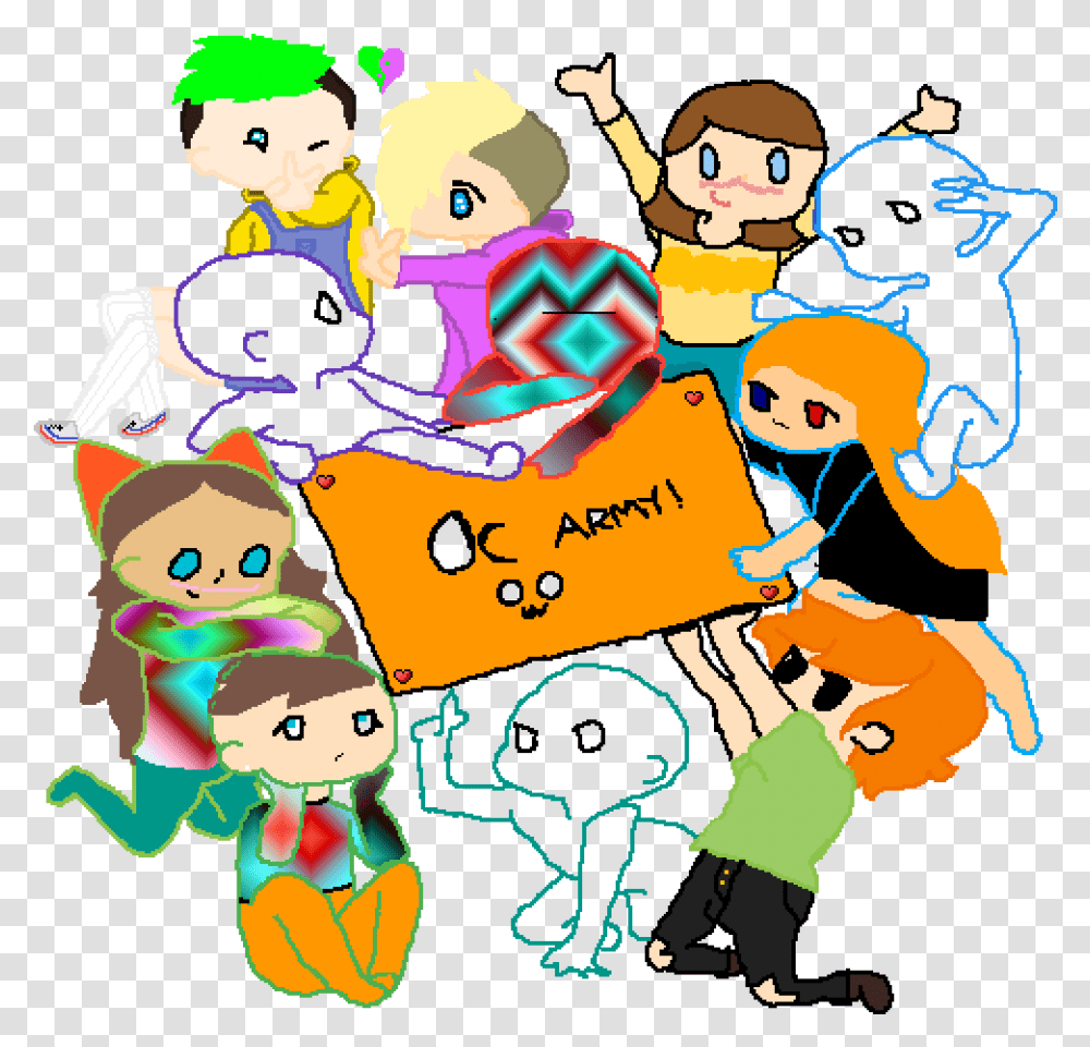 The One With Red And Blue Eyes Is Me And Plz Add Your Cartoon, Crowd, Doodle, Drawing Transparent Png