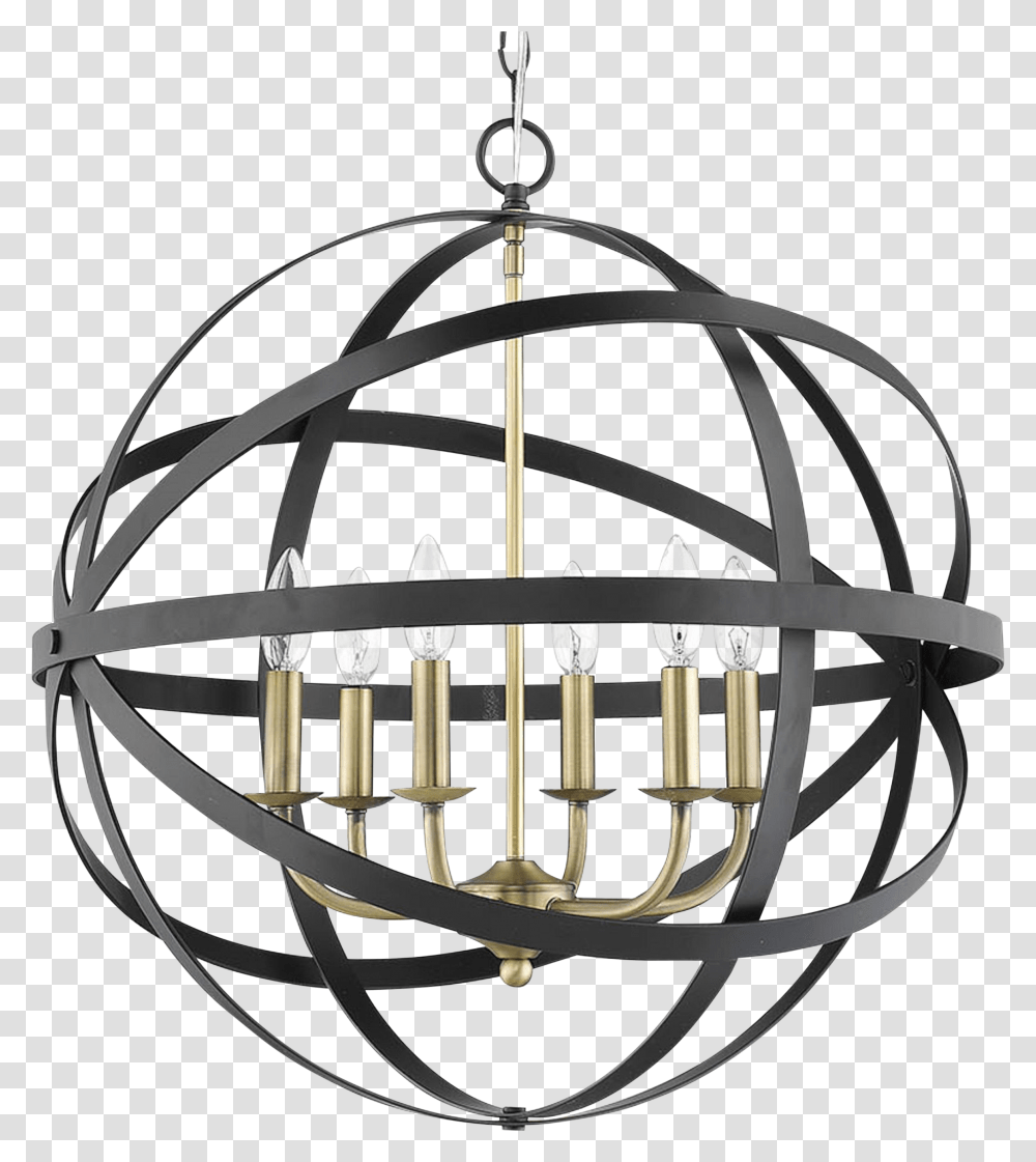 The Orbit 6 Light Chandelier Matte Black And Antique Brass Black Modern Chandelier, Lamp, Outer Space, Astronomy, Universe Transparent Png