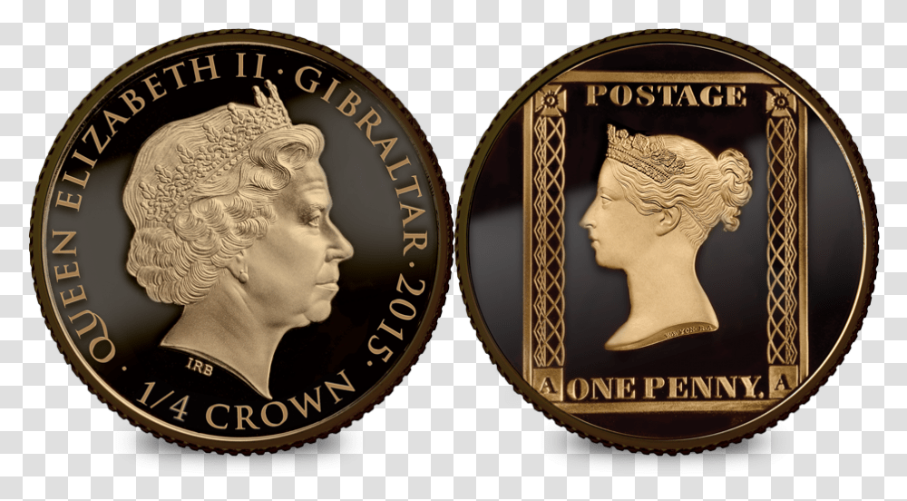 The Original 1840 Penny Black Stamp Amp 14 Oz Gold Coin Penny Black Stamp, Money, Dime, Person, Human Transparent Png