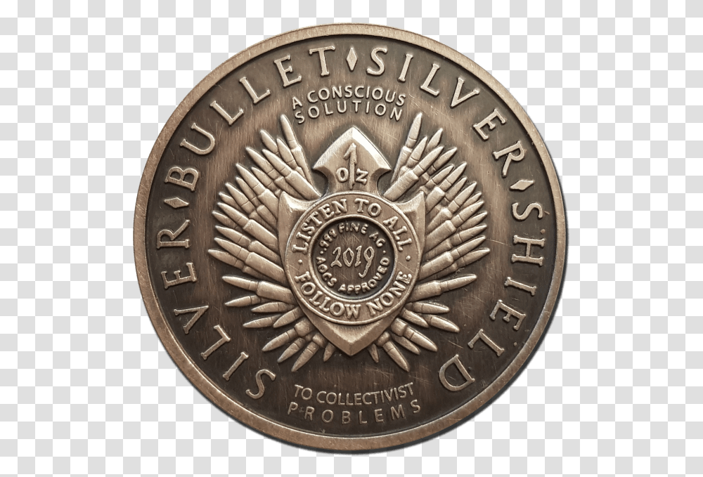 The Original Silver Bullet Silver Shield Coin, Clock Tower, Architecture, Building, Money Transparent Png