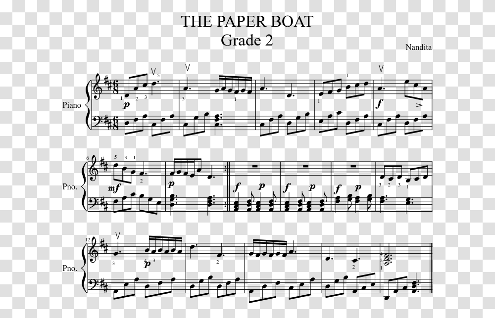 The Paper Boat Grade 2 Sheet Music Composed By Nandita Ngarra Burra Ferra Sheet Music, Gray, World Of Warcraft Transparent Png