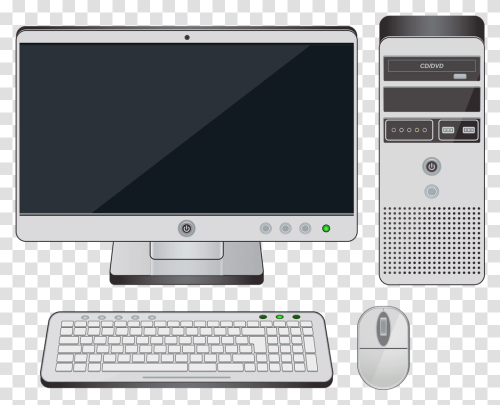 The Parts Of A Desktop Computer Desktop Computer On Button, Computer Keyboard, Computer Hardware, Electronics, Pc Transparent Png