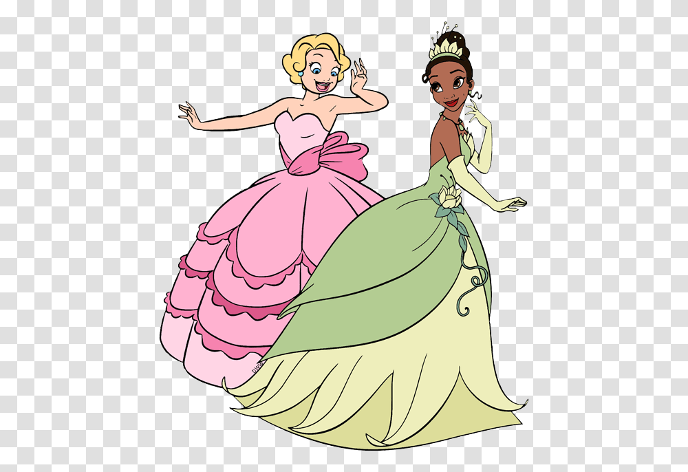 The Princess And The Frog Download Princess And The Frog Tiana And Charlotte, Dress, Person, Female Transparent Png