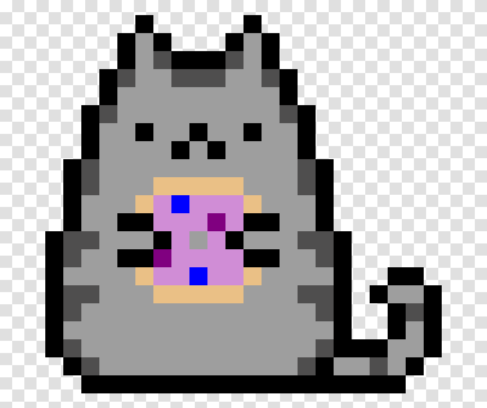The Pusheen Cat Holding A Dounut Pusheen Pixel Art Grid, Rug, Electrical Device, Pac Man Transparent Png