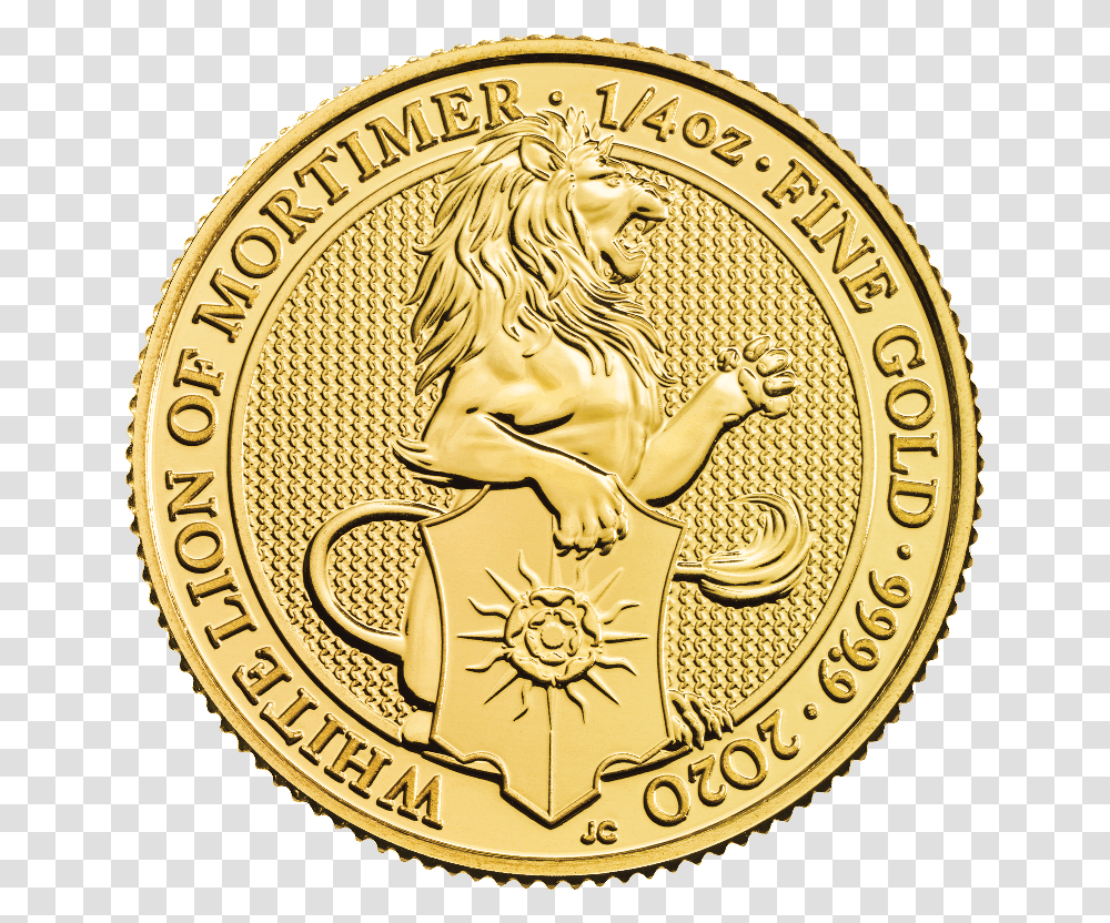 The Queen's Beasts The White Lion Of Mortimer 2020 Queens Beasts Gold Coin, Tiger, Wildlife, Mammal, Animal Transparent Png