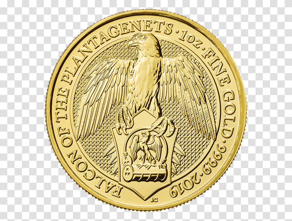 The Queenquots Beasts 2019 Falcon 1 Oz Gold Coin Coin, Money, Gold Medal, Trophy Transparent Png