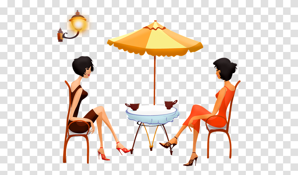 The Real Reasons French People Don't Get Fat Frenchbiascom Girls At Cafe Illustration, Person, Lamp, Clothing, Female Transparent Png