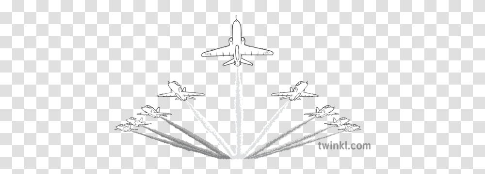 The Red Arrows Black And White Illustration Twinkl Red Arrows Line Drawing, Cross, Symbol, Airplane, Aircraft Transparent Png