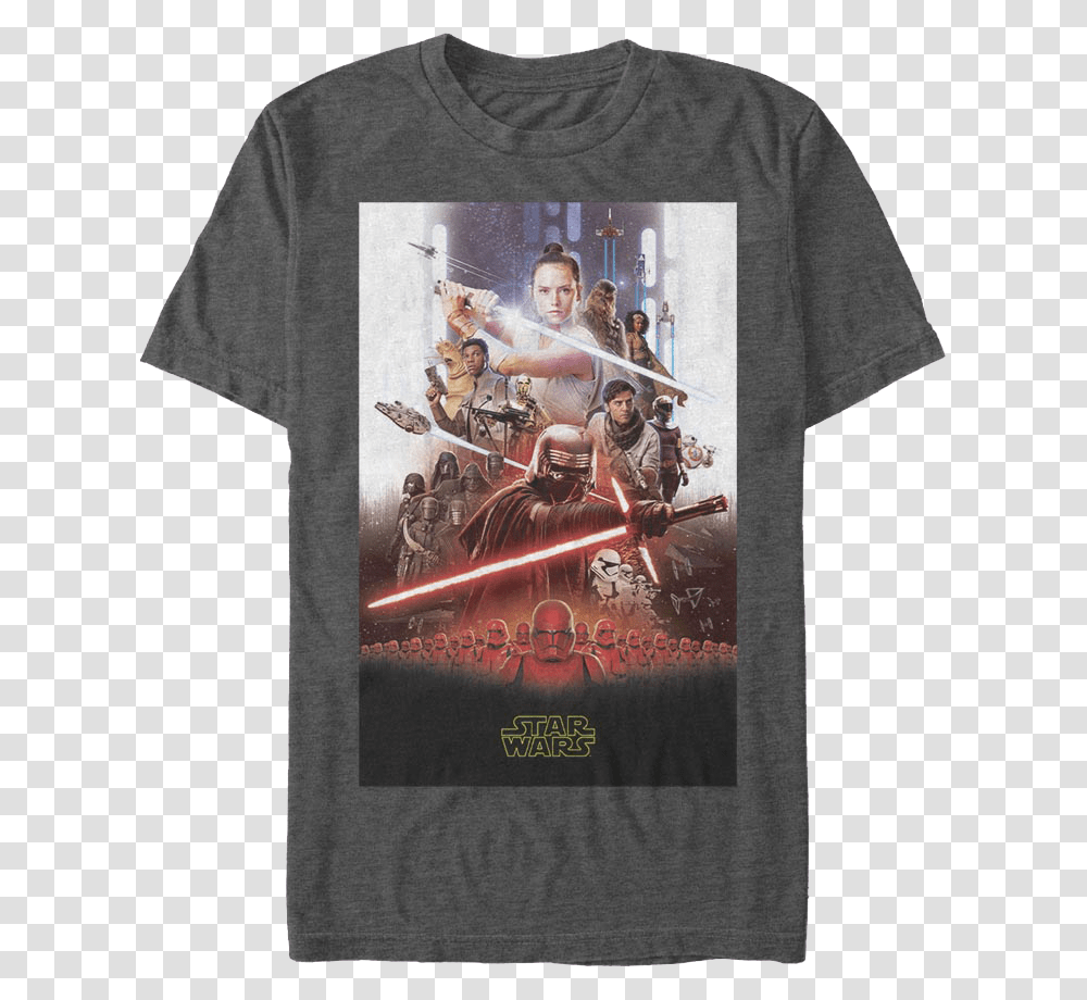 The Rise Of Skywalker Movie Poster Star Wars T Shirt Star Wars Episode 9 Poster, Apparel, T-Shirt, Person Transparent Png