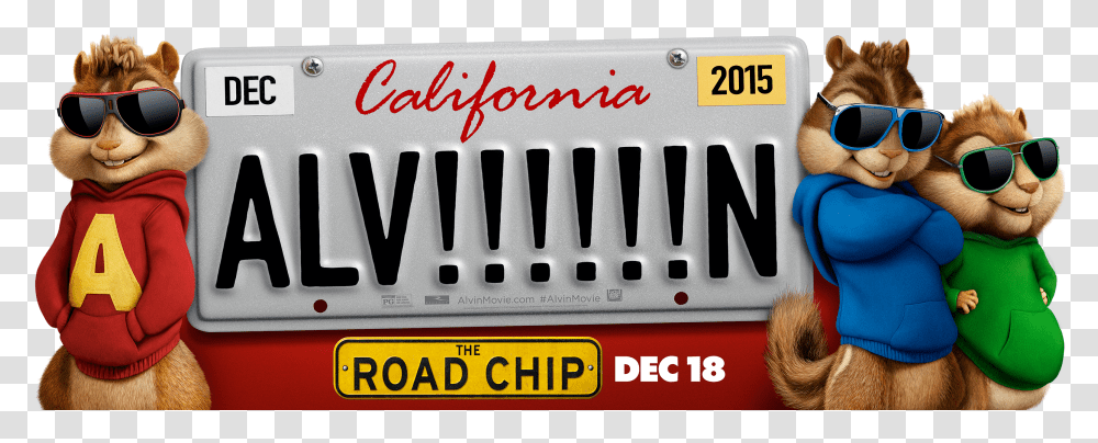 The Road Chip Alvin And The Chipmunks, Vehicle, Transportation, License Plate, Sunglasses Transparent Png
