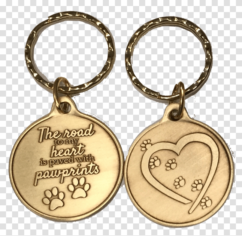 The Road To My Heart Is Paved With Paw Prints Small Keychain, Gold, Locket, Pendant, Jewelry Transparent Png