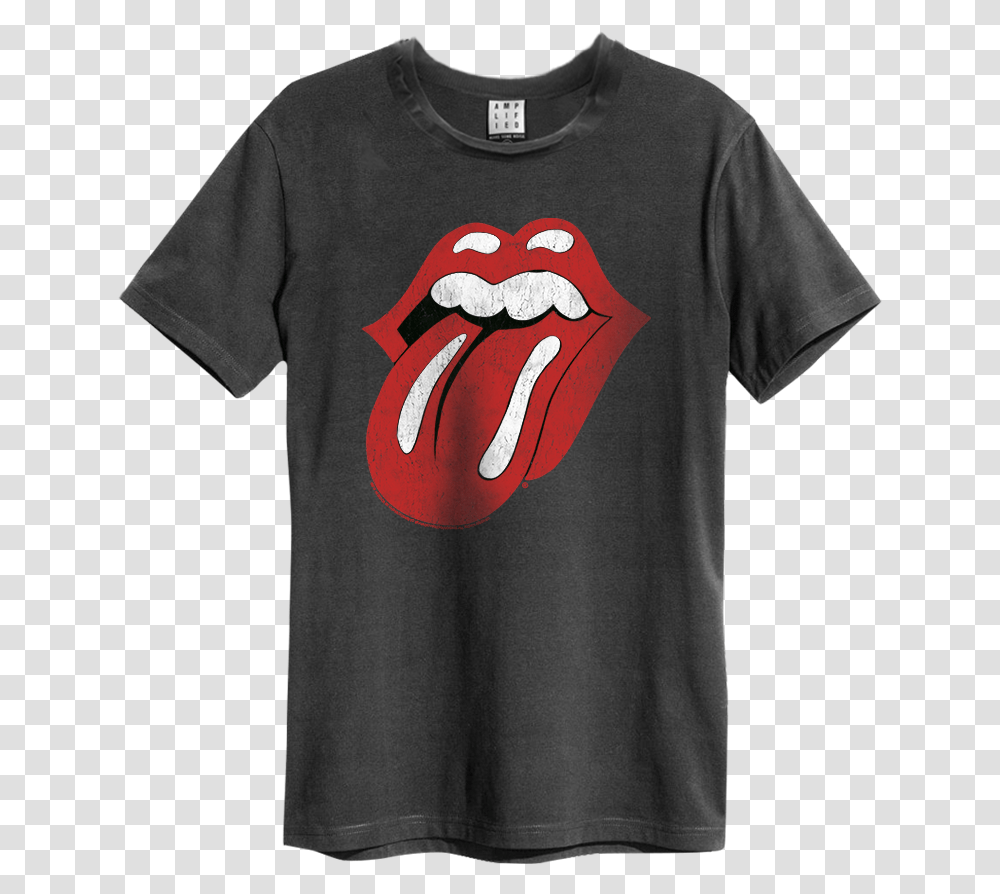 The Rolling Stones Tongue Era Charcoal Cure T Shirt Disintegration, Apparel, T-Shirt, Person Transparent Png
