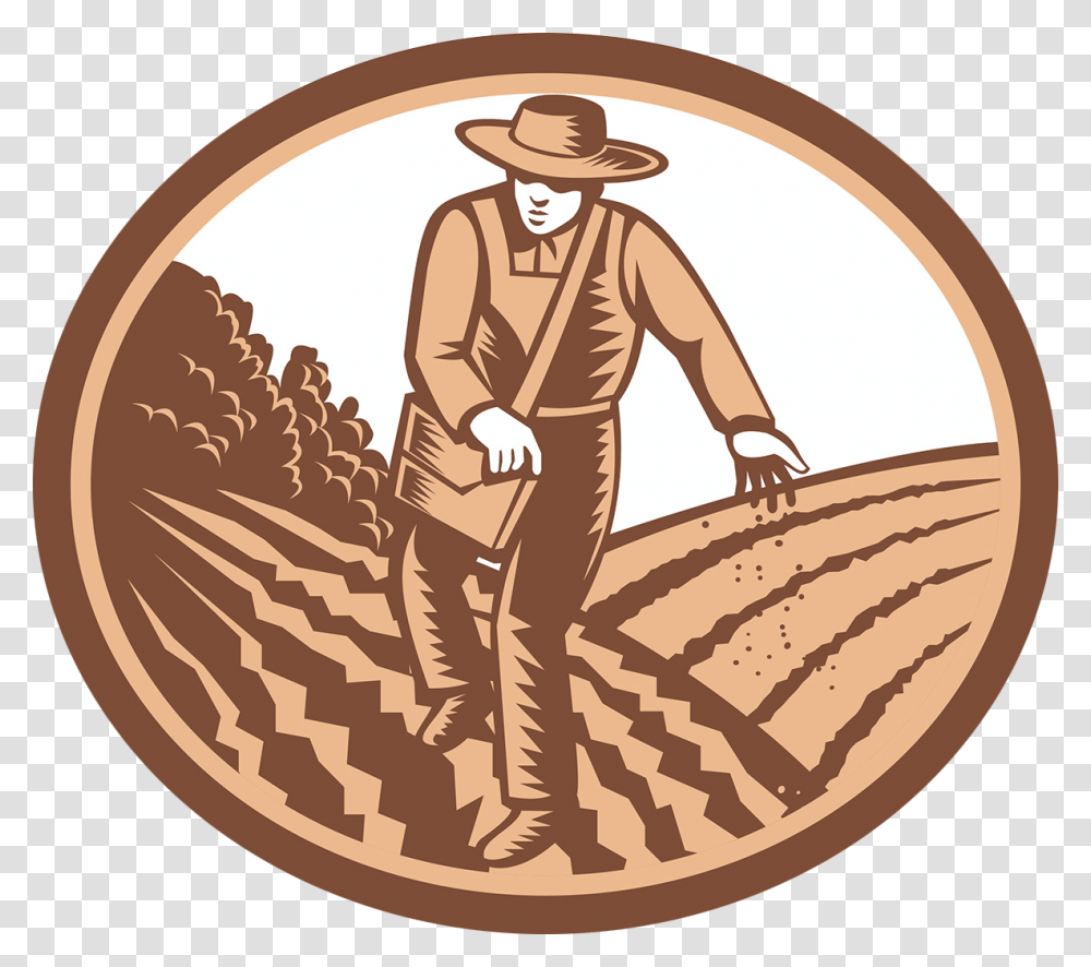 The Seeds Of Growth Farmer Sowing Seeds Woodcut, Person, Hat, Outdoors Transparent Png