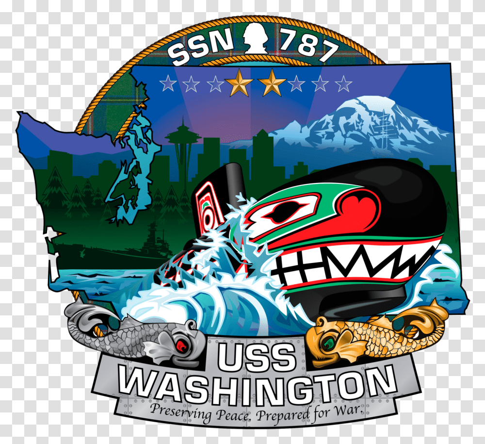 The Ship's Crest Of The Virginia Class Attack Submarine Uss Washington Ssn, Poster, Advertisement, Flyer, Paper Transparent Png