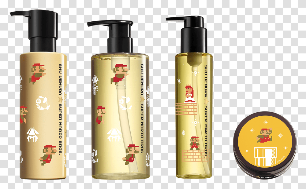 The Shu X Mario Bros Collection Will Give You A Star Power Mario Series, Bottle, Shaker, Shampoo, Cosmetics Transparent Png