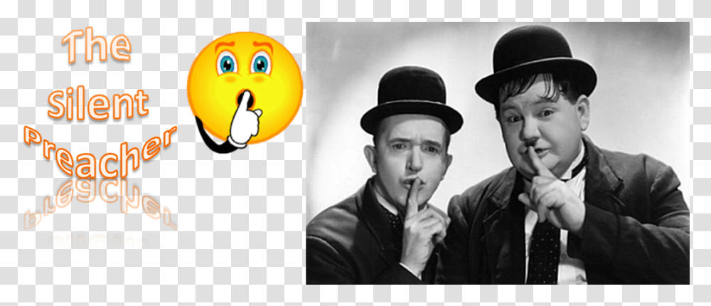 The Silent Preacher Laurel And Hardy, Tie, Person, Hat Transparent Png