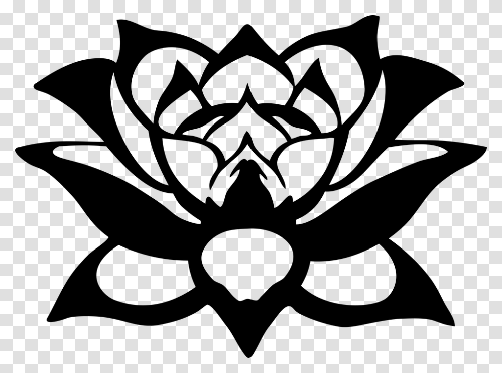 The Silhouette Tattoo Illustration Flower Symbol Gambar Siluet Bunga Teratai, Gray, World Of Warcraft Transparent Png