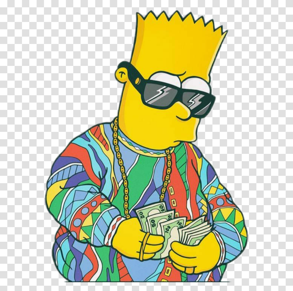 The Simpsons Clipart Bart Simpson With Money, Person, Performer, Drawing, Sunglasses Transparent Png