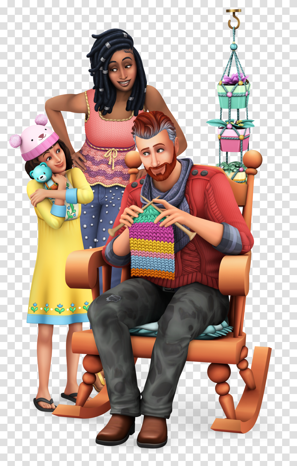 The Sims 4 Nifty Knitting Official Logo Box Art Icon And Sims 4, Person, People, Clothing, Chair Transparent Png