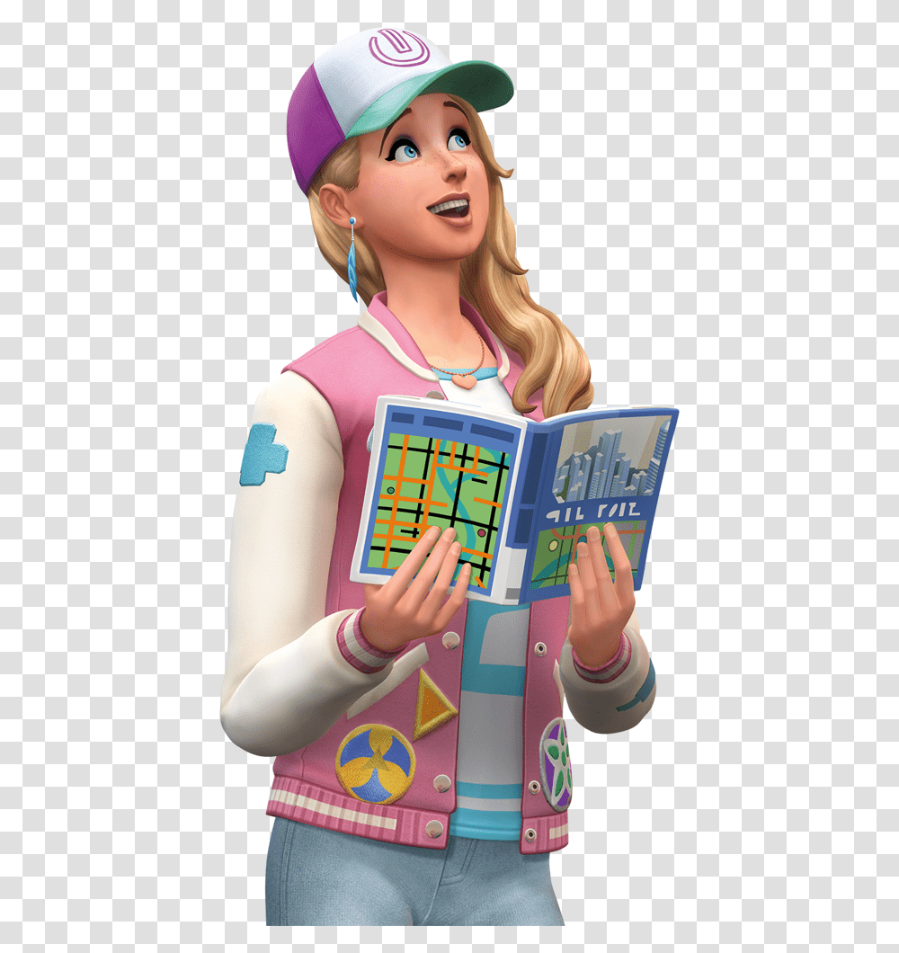 The Sims City Living Logo Icon Boxart Renders, Person, Reading, Figurine, Girl Transparent Png