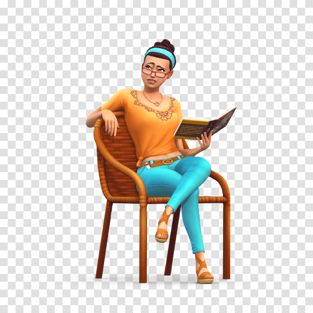 The Sims Laundry Day Stuff Official Logo Box Art Renders, Person, Sitting, Furniture Transparent Png