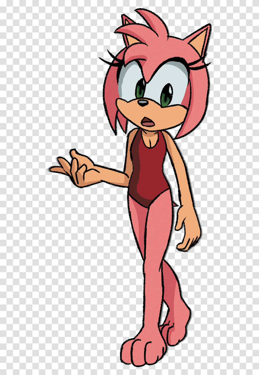 The Sonic Boom Version Of Amy Rose Wearing A Red One Piece Amy Rose In Swimsuit, Person, People Transparent Png