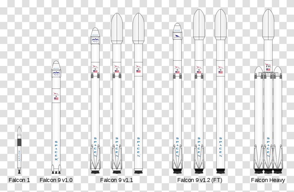 The Spacex Family Spacex Falcon Heavy Sketch, Missile, Rocket, Vehicle, Transportation Transparent Png