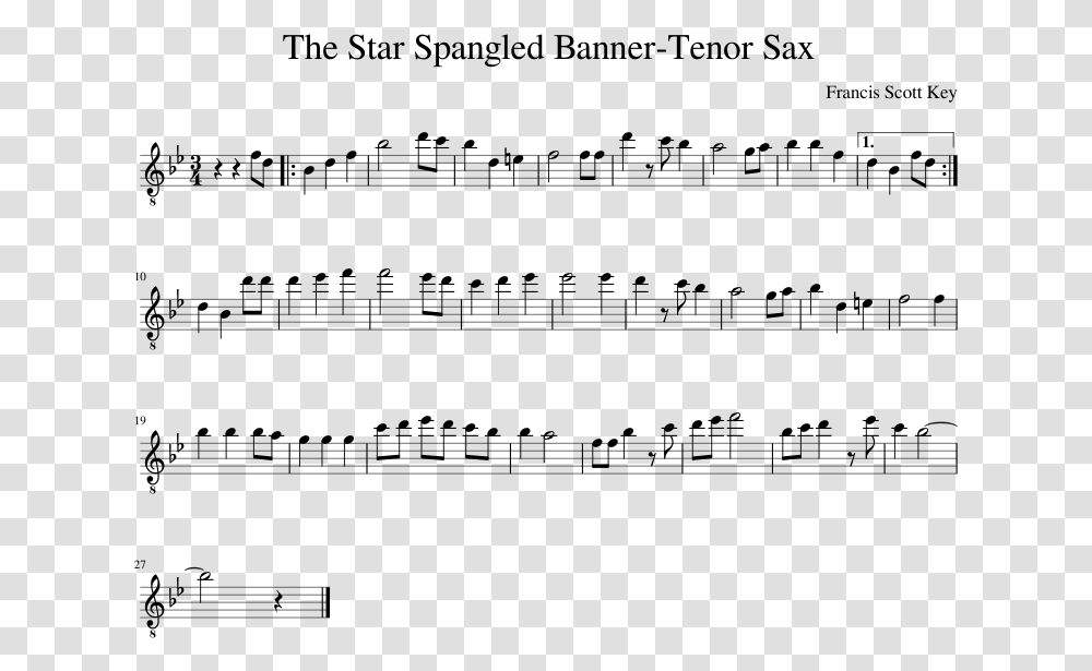 The Star Spangled Banner Tenor Sax Sheet Music Composed Sheet Music Star Spangled Banner Tenor Transparent Png