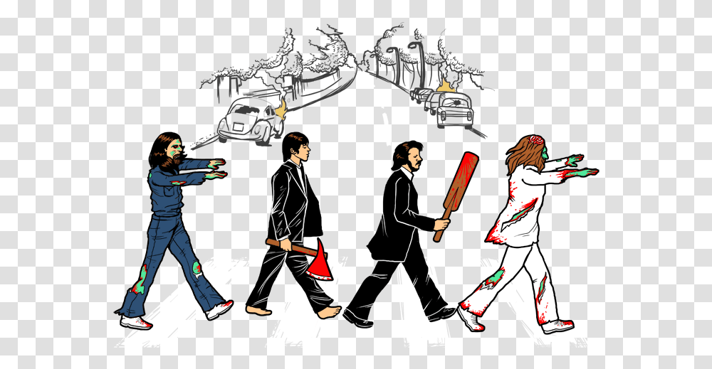 The Stickpng Walking Abbey Road Tattoo Beatles, Person, People, Crowd Transparent Png