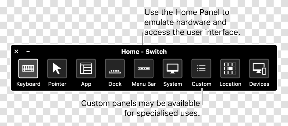 The Switch Control Home Panel Provides Buttons To Control Computer Keyboard, Electronics, Scoreboard, Vegetation, Plot Transparent Png